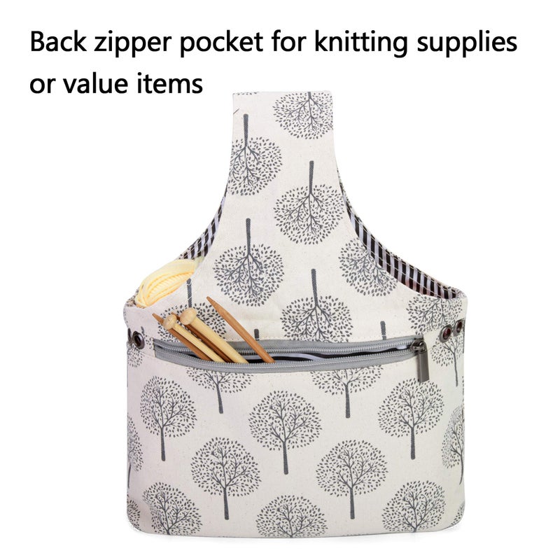 Teamoy Knitting Tote Bag(L12.2 x W7.5), Travel Project Wrist Bag for Knitting Needles(up to 11 Inches), Yarn and Crochet Supplies,Perfect Size for Knitting on The Go (Small, Tree) - Image 4